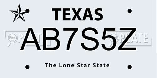AB7S5Z Texas License Plate