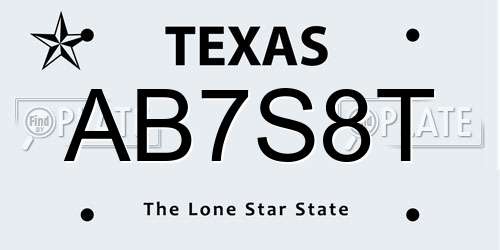 AB7S8T Texas License Plate