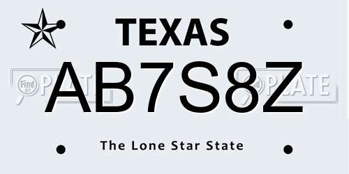AB7S8Z Texas License Plate
