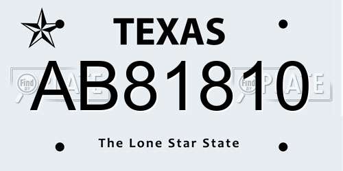 AB81810 Texas License Plate