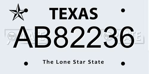 AB82236 Texas License Plate