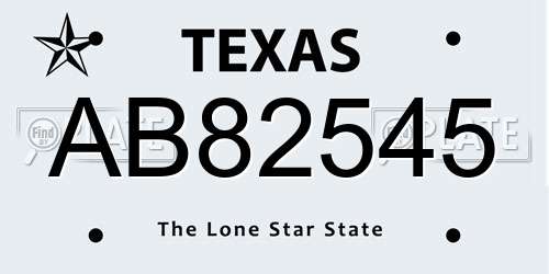 AB82545 Texas License Plate