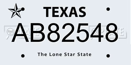 AB82548 Texas License Plate