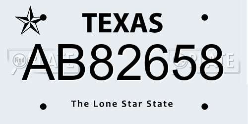 AB82658 Texas License Plate