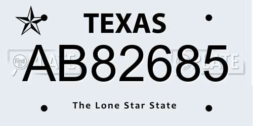 AB82685 Texas License Plate