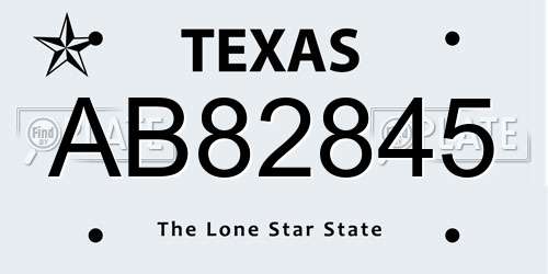 AB82845 Texas License Plate
