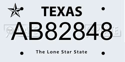 AB82848 Texas License Plate