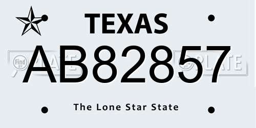 AB82857 Texas License Plate