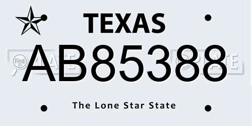 AB85388 Texas License Plate