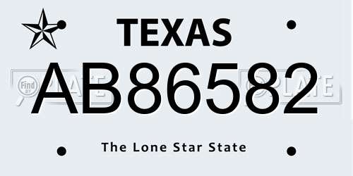 AB86582 Texas License Plate