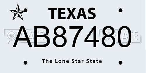 AB87480 Texas License Plate