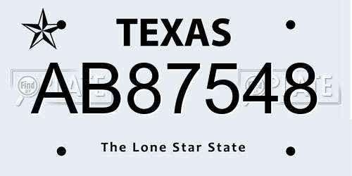 AB87548 Texas License Plate