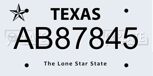 AB87845 Texas License Plate