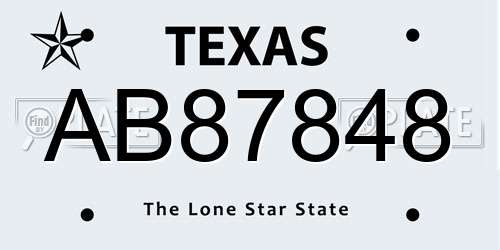 AB87848 Texas License Plate