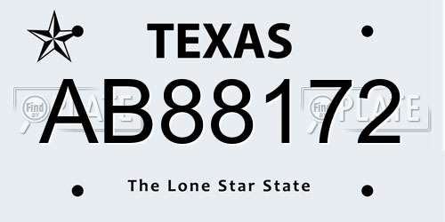 AB88172 Texas License Plate