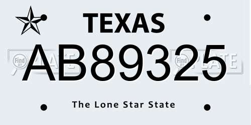 AB89325 Texas License Plate