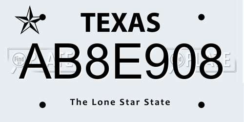 AB8E908 Texas License Plate