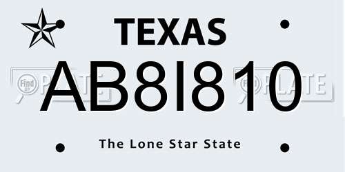 AB8I810 Texas License Plate