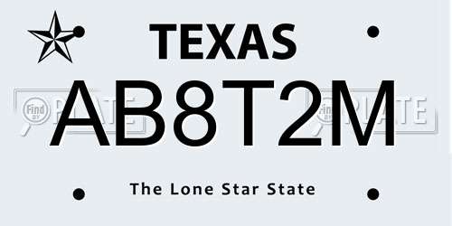 AB8T2M Texas License Plate