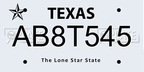 AB8T545 Texas License Plate