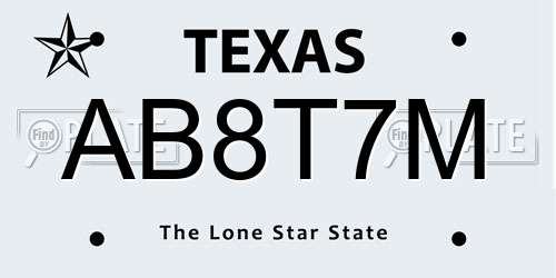 AB8T7M Texas License Plate