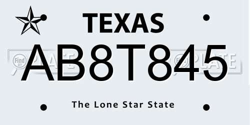 AB8T845 Texas License Plate