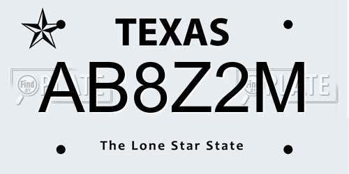AB8Z2M Texas License Plate