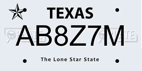AB8Z7M Texas License Plate