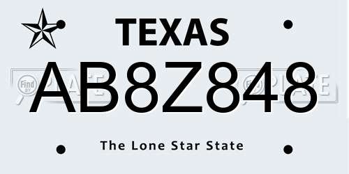 AB8Z848 Texas License Plate