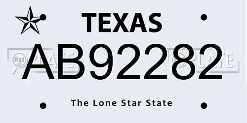 AB92282 Texas License Plate