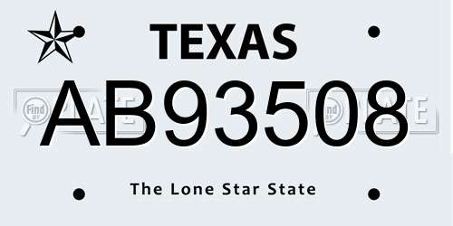 AB93508 Texas License Plate
