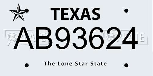 AB93624 Texas License Plate