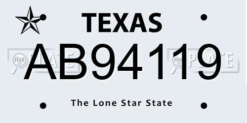 AB94119 Texas License Plate