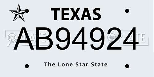 AB94924 Texas License Plate