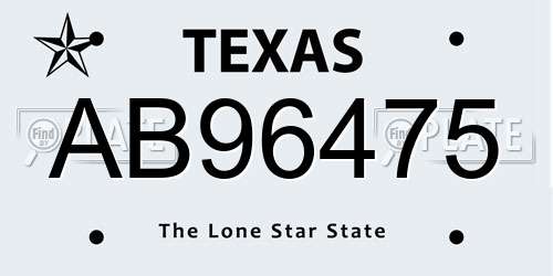 AB96475 Texas License Plate