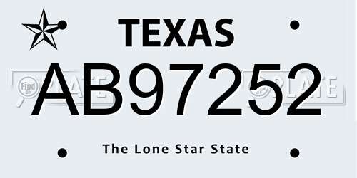 AB97252 Texas License Plate