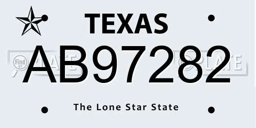 AB97282 Texas License Plate