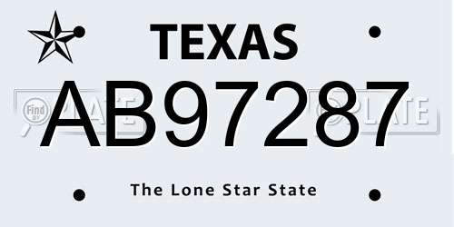 AB97287 Texas License Plate