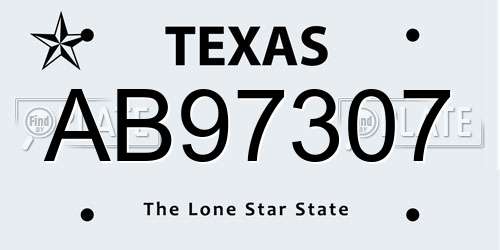 AB97307 Texas License Plate
