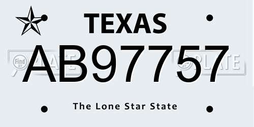 AB97757 Texas License Plate
