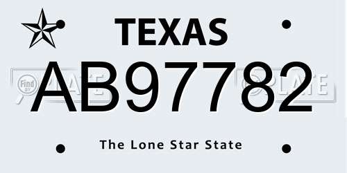 AB97782 Texas License Plate