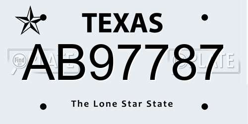 AB97787 Texas License Plate