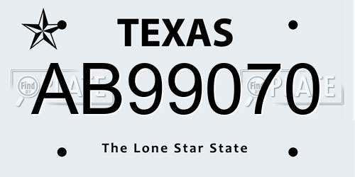 AB99070 Texas License Plate