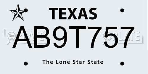 AB9T757 Texas License Plate