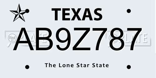 AB9Z787 Texas License Plate