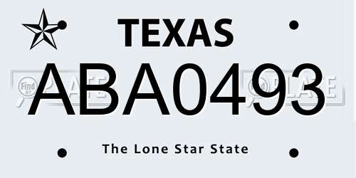 ABA0493 Texas License Plate