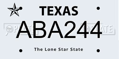 ABA244 Texas License Plate