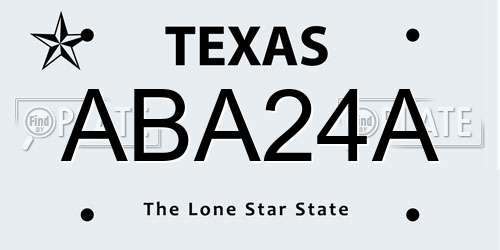 ABA24A Texas License Plate