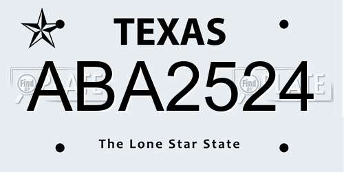ABA2524 Texas License Plate