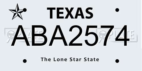 ABA2574 Texas License Plate
